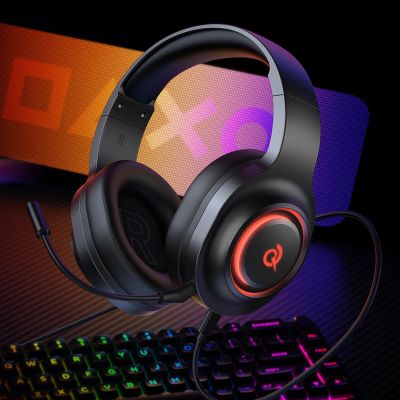 10. QCY Heroad V200 Tri-Mode Gaming Headphones with 7.1 Sound, 240h Battery, and Detachable Microphone - Black
