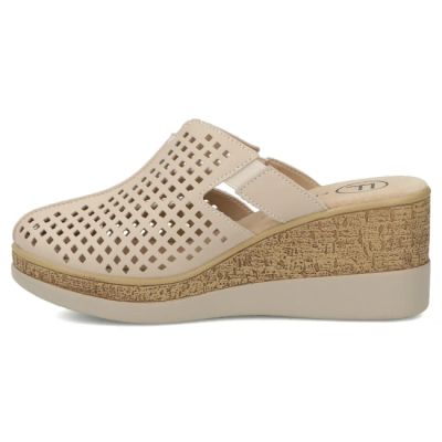 3. Leather wedge sandals with closed heel, beige, Filippo DK6818