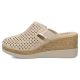 3. Leather wedge sandals with closed heel, beige, Filippo DK6818