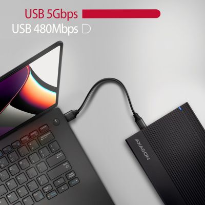 6. AXAGON EE35-GTR USB-C 3.2 Gen 1 - SATA 6G, 3.5" External Hard Drive Enclosure, Grooved - Black