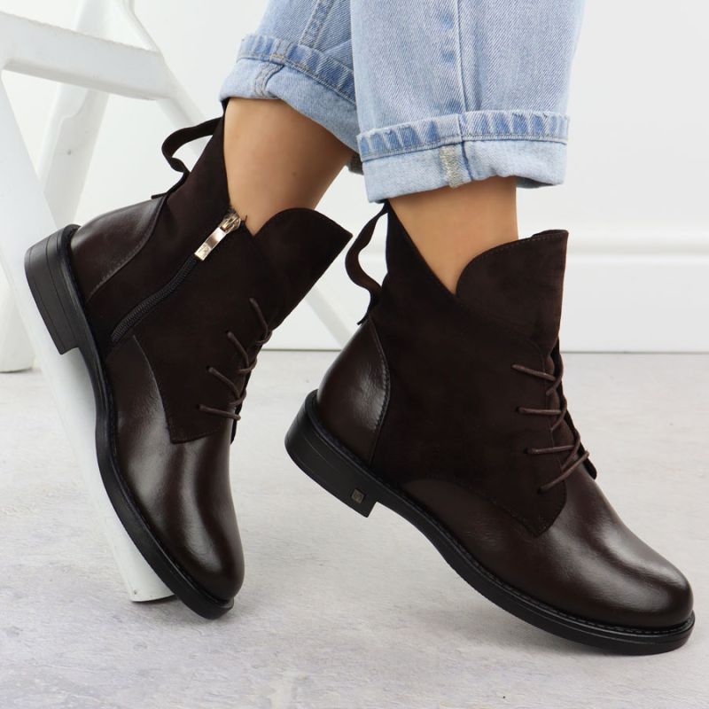 5. Women’s Brown Suede Ankle Boots Potocki Z25-SZ12080