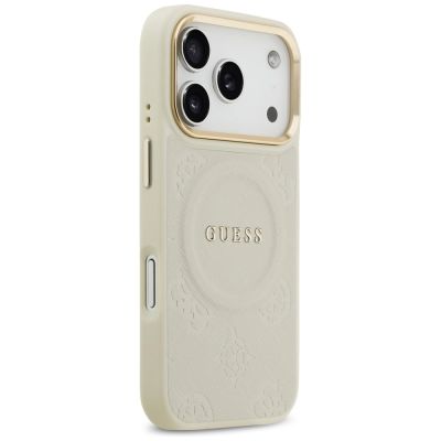 4. Guess Peony Hot Stamp MagSafe Case for iPhone 17 Pro - Beige