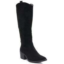 Black suede cowboy boots with a block heel M.Daszyński SA261-6