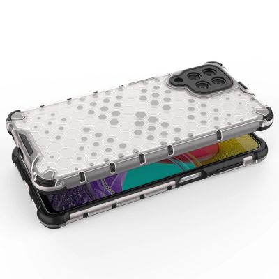 4. Honeycomb case armored cover with a gel frame for Samsung Galaxy M53 5G transparent