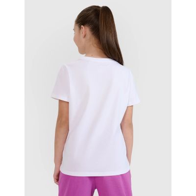 4. Regular plain girls' T-shirt 4F 4FJWSS25TTSHF2177-10S