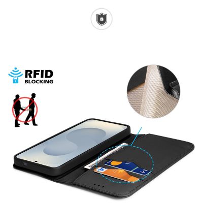 4. Dux Ducis Hivo Samsung Galaxy S25 Edge Case with Flip and RFID Protection - Black