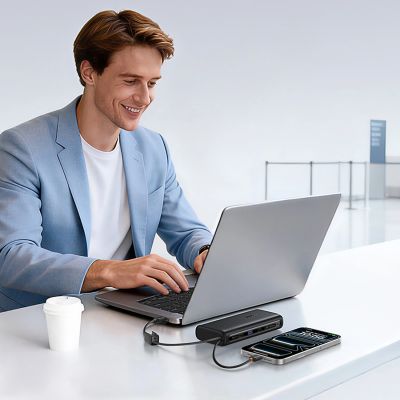 4. Baseus EnerFill FC41 25000mAh 145W Power Bank with Digital Display and Built-in Dual USB-C Cable - Black