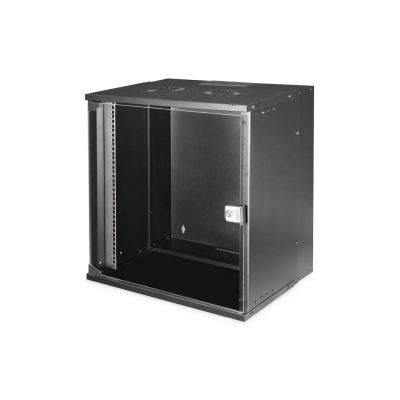 10. 19" 12U wall-mounted network cabinet, SOHO PRO 595 x 540 x 400 mm, glass door, black, unassembled, 60 kg
