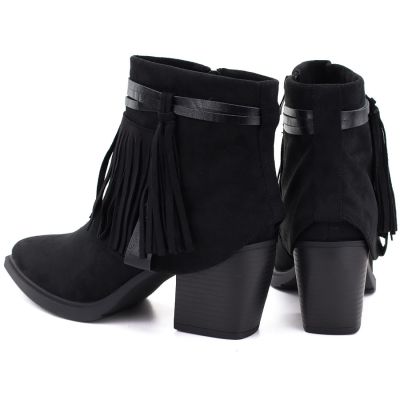 4. Women's cowboy boots with fringes, insulated, black M.Daszyński