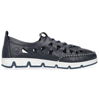 34. Rieker W RKR652 navy blue openwork leather shoes