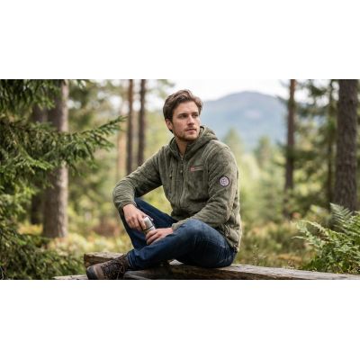 4. Geographical Norway UPLOAD HOOD OLIVE DB MEN 224 Men's Fleece Jacket (WY3387H/GN-OLIVE)