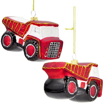 5. MICA GLASS CHRISTMAS TREE ORNAMENT IN THE SHAPE OF A DUMP TRUCK