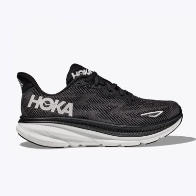 HOKA Clifton 9 Women's Running Shoes Black/White (1127896-BWHT)