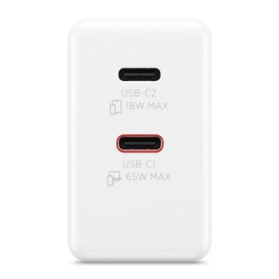 4. Lenovo G0A6065WEU GaN 2x USB-C 65W Wall Charger White