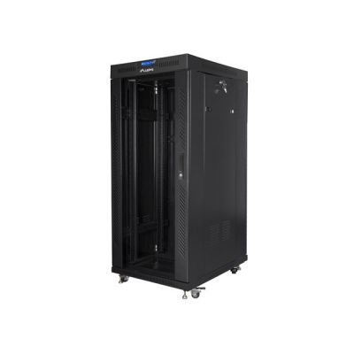 7. LANBERG FLOOR RACK CABINET 19" 27U 800X1000 GLASS DOOR LCD BLACK (FLAT PACK) FF01-8027-12BL