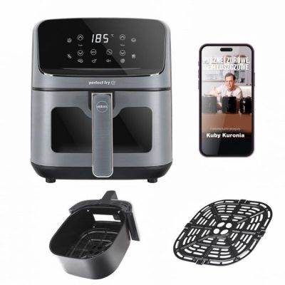 10. ELDOM FAT-FREE FRYER FR45 FRITELO 1500W TEMP REGULATION 80-200°C GLASS WINDOW IN THE CONTAINER TOUCHSCREEN CONTROL PANEL