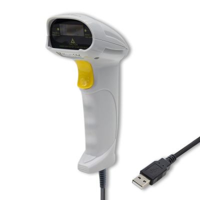 QOLTEC LASER BARCODE READER | 1D | USB | WHITE