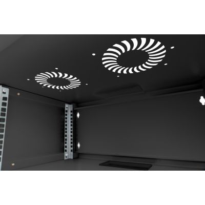 6. 19" 4U wall-mounted network cabinet, SOHO 241 x 540 x 400 mm, glass door, black, unassembled, 60 kg