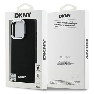 8. DKNY Plain Silver Logo MagSafe iPhone 16 Pro Case - Black