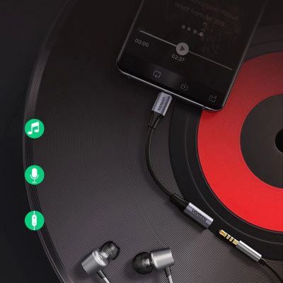 8. Ugreen AV161 adapter for headphones mini jack 3.5 mm (female) / USB-C (male) 10 cm - black