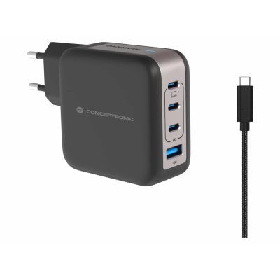 5. CONCEPTRONIC Charger 4Port GaN 3xUSB-C/1xA 100WPD3.0/PPS sw