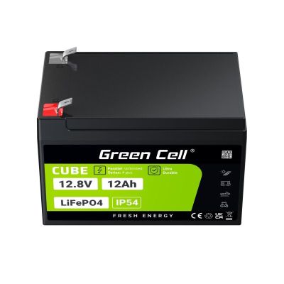24. GREEN CELL LIFEPO4 CUBE BATTERY 12AH 12V/12.8V 153.6WH LFPGC12V12AH