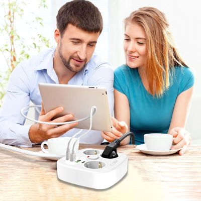 6. Tech-Protect PCS3X4 power strip, 3 sockets, 2xUSB-A, 2xUSB-C 200 cm - white