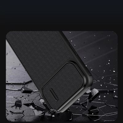 8. Nillkin Textured S Case for iPhone 14, armored cover with camera cover, blue