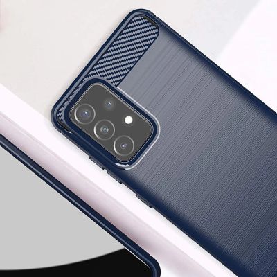 2. Carbon Case Flexible Cover TPU Case for Samsung Galaxy A72 4G blue
