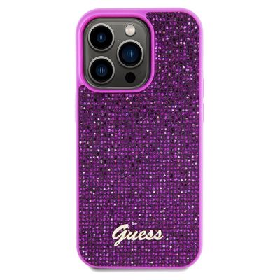3. Guess Disco Metal Script case for iPhone 14 Pro - fuchsia