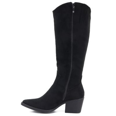 3. Black suede cowboy boots with a block heel M.Daszyński SA261-6