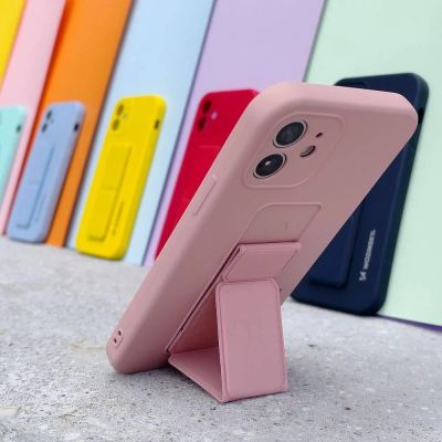 9. Wozinsky Kickstand Case iPhone 12 Pro Max Yellow Silicone Case with Stand