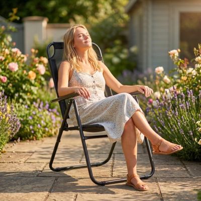 5. CAMPING CHAIR WITH ARMRESTS 61x66x65-108CM FOLDING BLACK ENERO CAMP