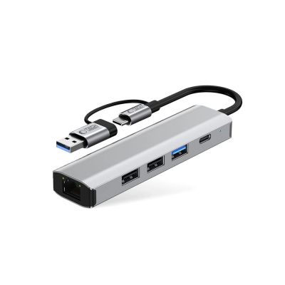 2. Tech-Protect HB03 HUB Adapter 5in1 USB-C + USB2.0 + USB3.0 + RJ45 - gray