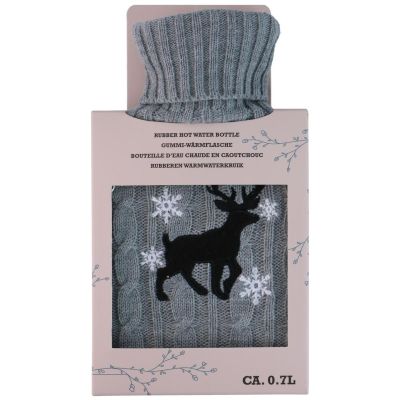 12. RUBBER HOT WATER BOTTLE IN ALPINA COVER 0.7L REINDEER
