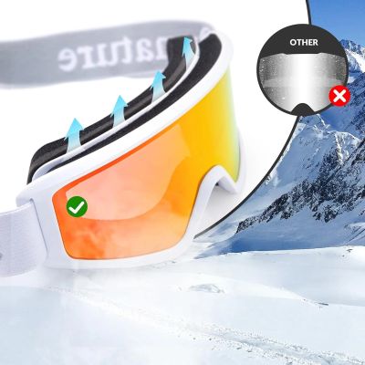 4. Qunature White Ski Goggles for Adults - White