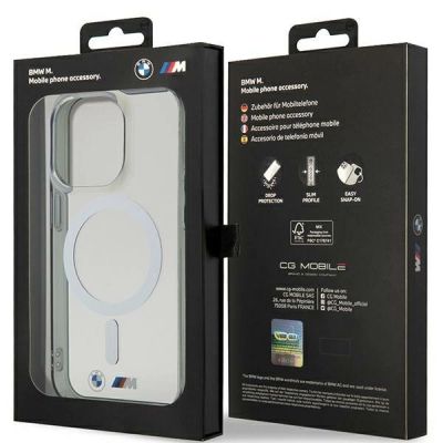 8. Case BMW BMHMP14XHCRS iPhone 14 Pro Max 6.7" transparent hardcase Silver Ring MagSafe