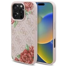Guess GUHMP16LP4ROPEMCP iPhone 16 Pro 6.3" pink/pink hardcase 4G Flowers Print MagSafe