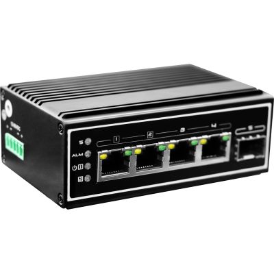 2. LevelOne IGP-0502 - Switch - -40 °C to 75 °C - 4 x 10/100/1000 (PoE+) + 1 x Gigabit SFP - Desktop, DIN Rail Mount, Wall Mountable - PoE+ (120 W) - DC Powered