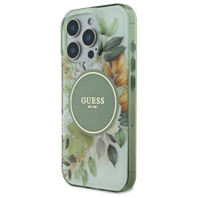 2. Guess IML Flower & Tonal Circle MagSafe case for iPhone 16 Pro Max - green
