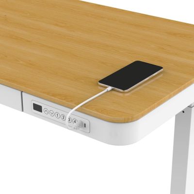 23. Activejet ET119W-C electric height-adjustable desk, white/oak. Tabletop dimensions: 140 x 70 cm.