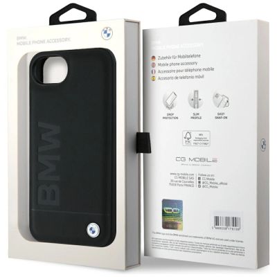 8. BMW Leather Hot Stamp iPhone 16e Case - Black