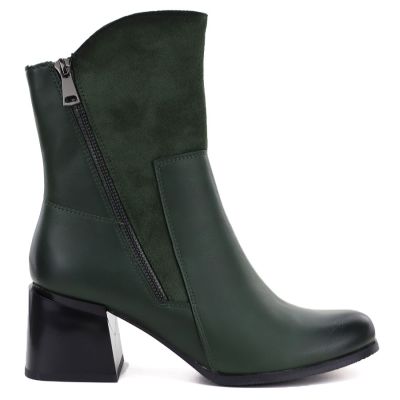 2. Women's green block heel ankle boots M.Daszyński SA269-1