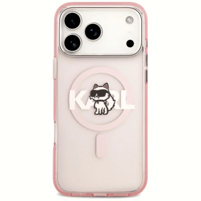 3. Karl Lagerfeld IML Choupette Sketch Logo MagSafe Case for iPhone 17 Pro Max - Pink