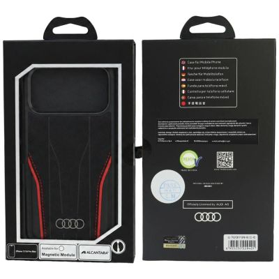 5. Audi R8 Genuine Leather MagSafe Case for iPhone 18 Pro Max / 17 Pro Max - Black and Red