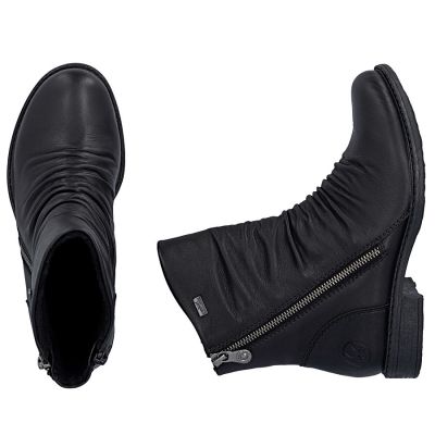 5. Rieker 74853-00 Waterproof Black Leather Ankle Boots for Women