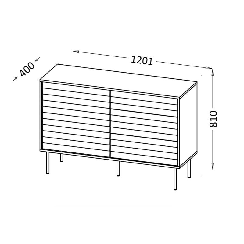 4. Chest of drawers 1D3S CORTINA 120x40x81 black/walnut