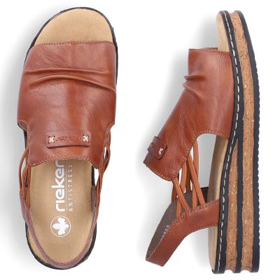 4. Comfortable women's wedge sandals, brown, Rieker 62962-22