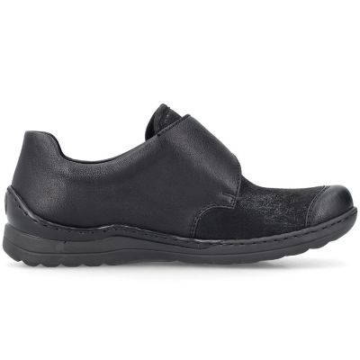 9. Rieker 48954-00 comfortable black women's shoes with Velcro