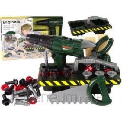 DIY Kit Organizer Battery-Powered Screwdriver Green 13473 Lean Toys